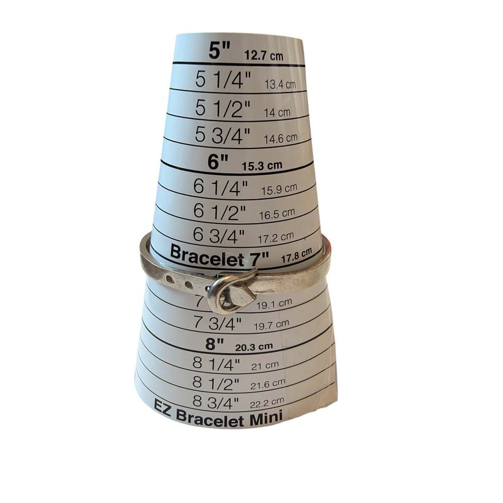 Silver buckle bangle bracelet